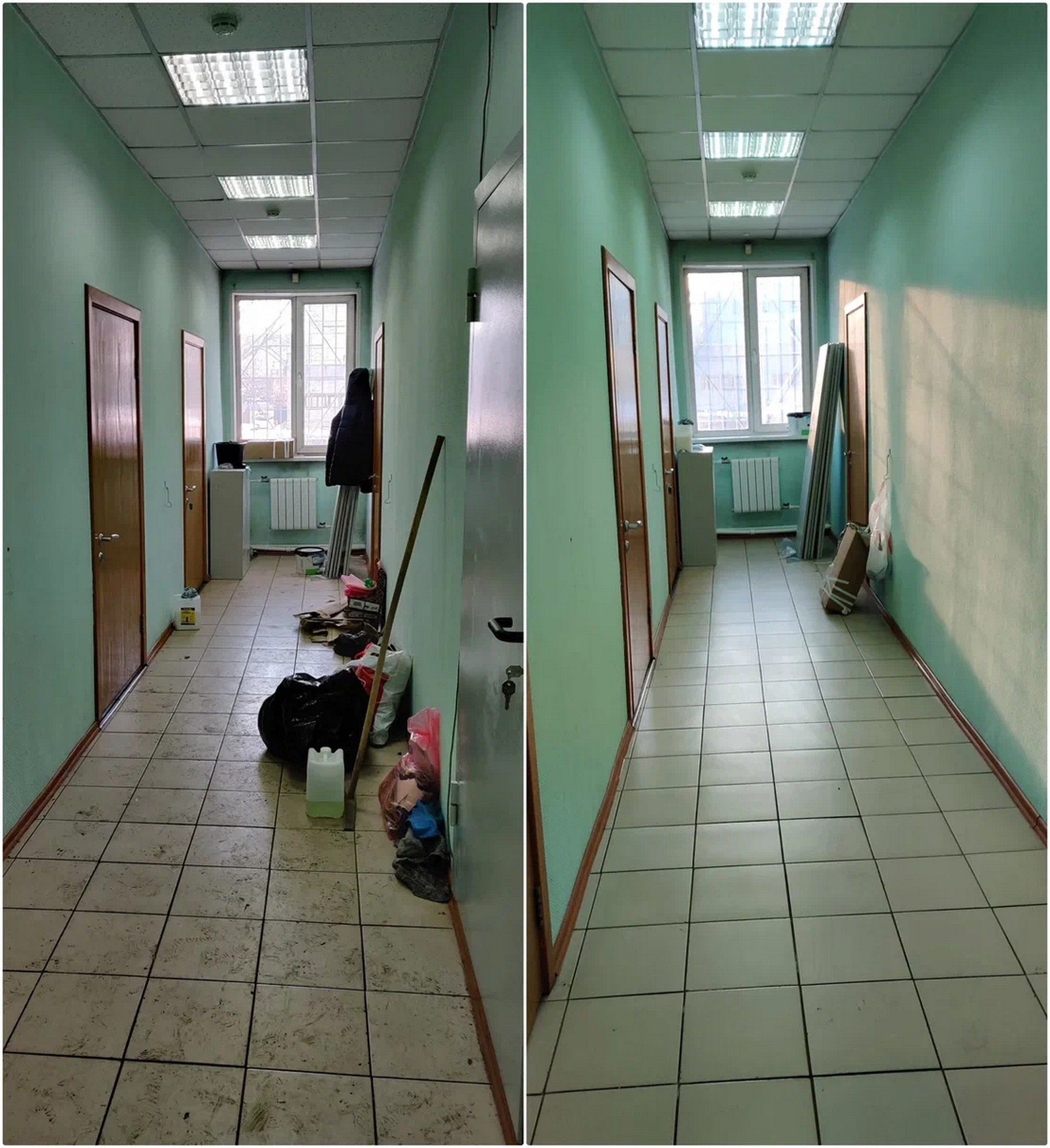 до и после уборки в офисе